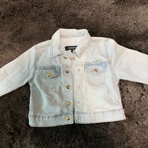 DKNY Kids Light Blue Denim Jacket with Gold Buttons Size 5